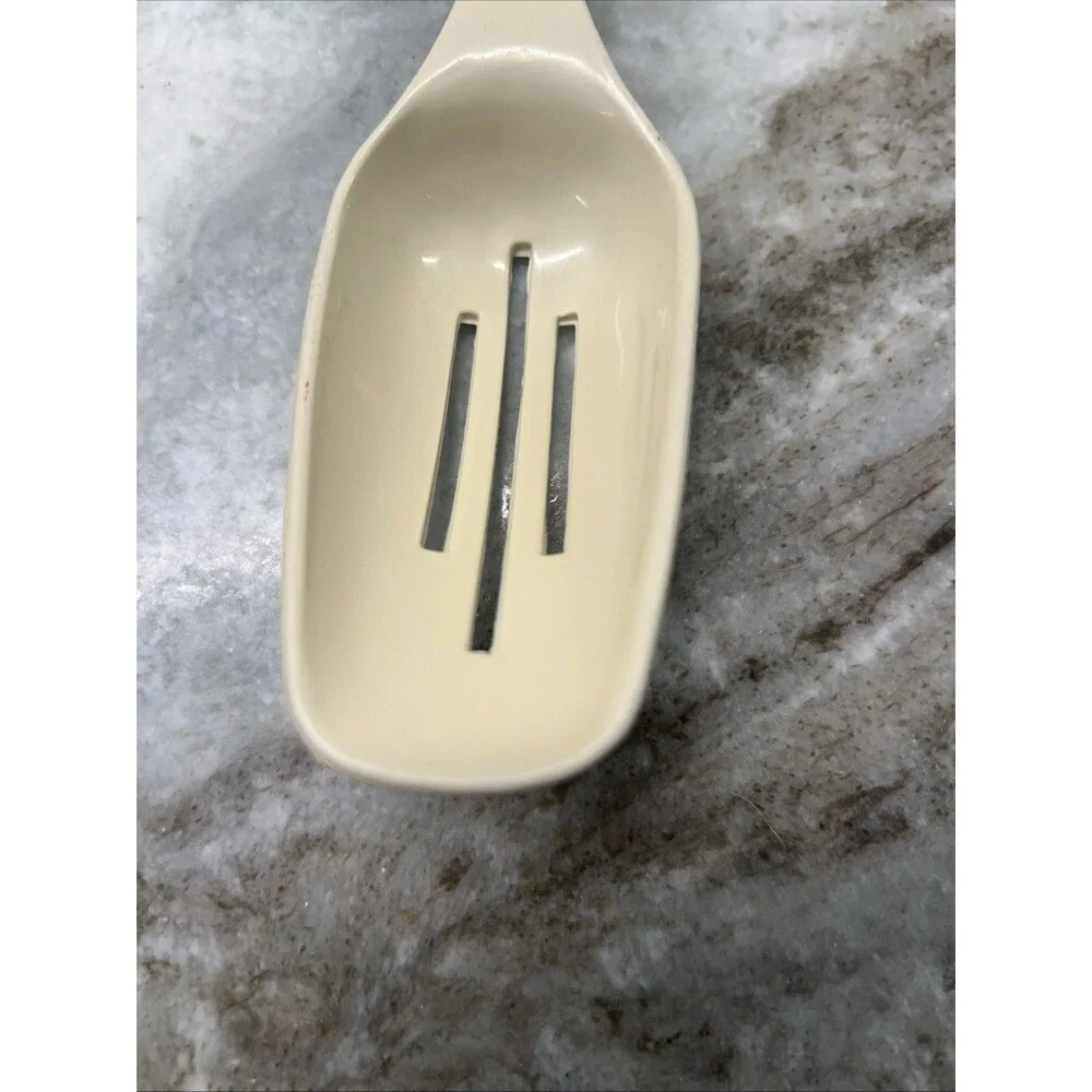 Vintage Beige King Kraft Slotted Serving Spoon Great Cond